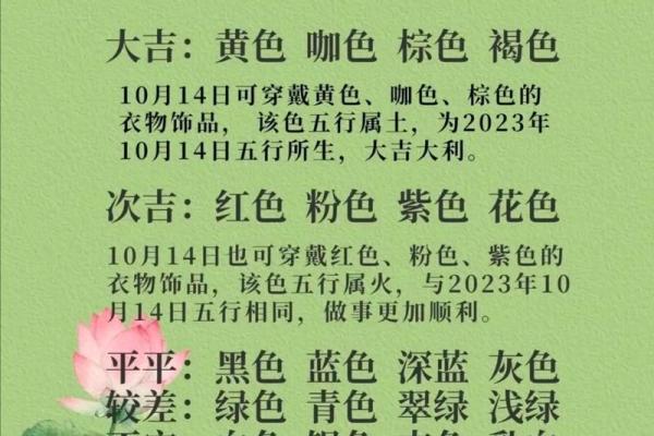 五行穿衣每日指南2023.10.14 今日五行穿衣颜色运势查询
