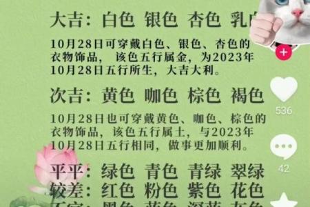 今天五行穿什么颜色衣服2025年10月28日可以推荐？